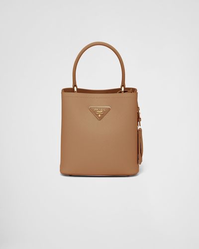 Prada Small Saffiano Leather Double Bag in Natural | Lyst