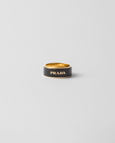 Prada Ring Aus Emailliertem Metall - Weiß