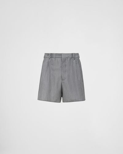 Prada Wool And Mohair Shorts - Grey