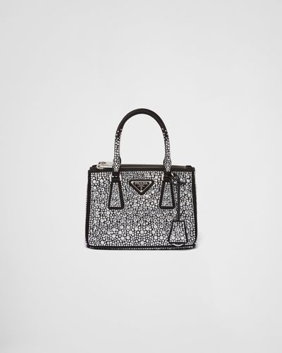 Prada Borsa Galleria Mini In Raso Con Cristalli - Multicolore