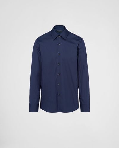 Prada Camicia In Cotone Stretch - Blu