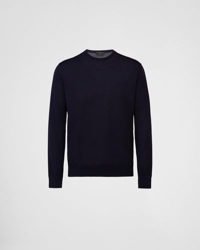 Prada Brushed Wool Pullover - Blue