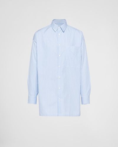 Prada Oversize-hemd Aus Baumwolle - Blau