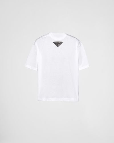 Prada T-shirt Aus Jersey - Weiß