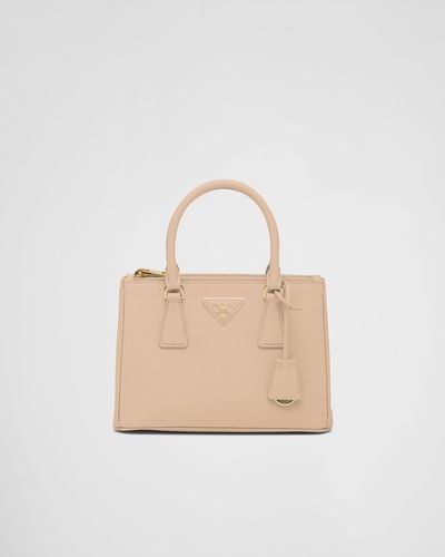 Prada Small Galleria Saffiano Leather Bag - Natural