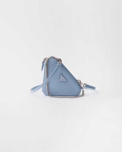 Prada Saffiano Leather Mini Pouch - Blue