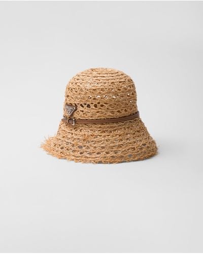 Prada Raffia Bucket Hat - White