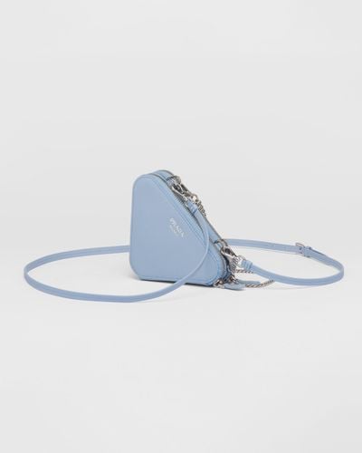 Prada Mini Pochette En Cuir Saffiano - Bleu