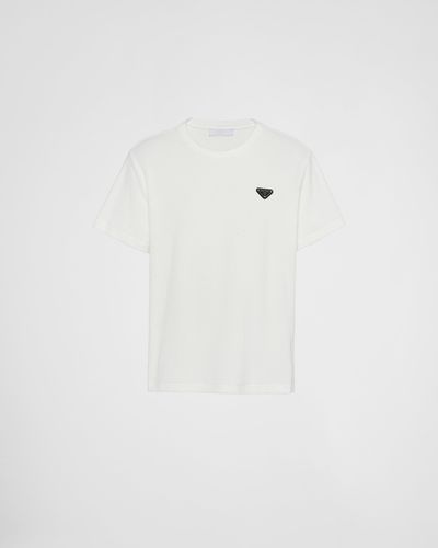 Prada T-shirt à logo triangle - Blanc