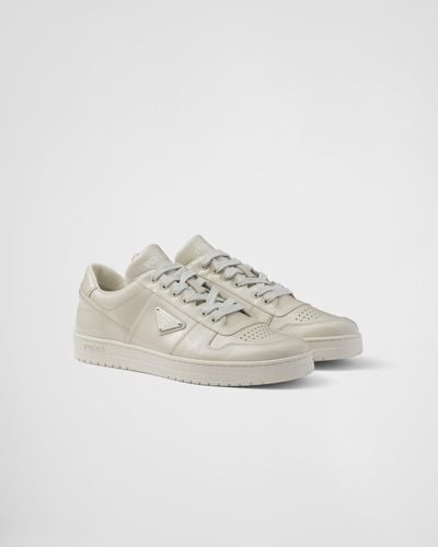 Prada Downtown Patent Leather Sneakers - White