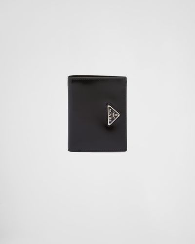 Prada Small Brushed-Leather Wallet - Black