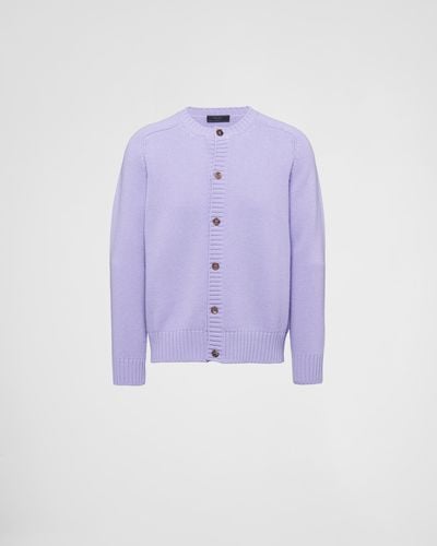 Prada Wool And Cashmere Cardigan - Purple
