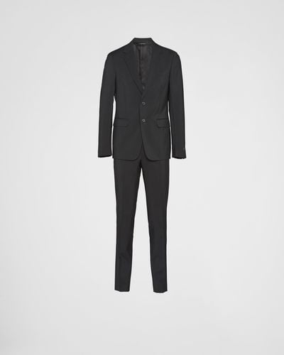 Prada Single Breasted Wool And Mohair Suit - Black
