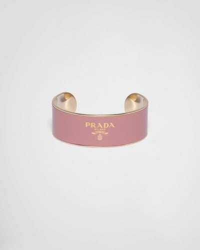 Prada Enamelled Metal Cuff Bracelet - Pink