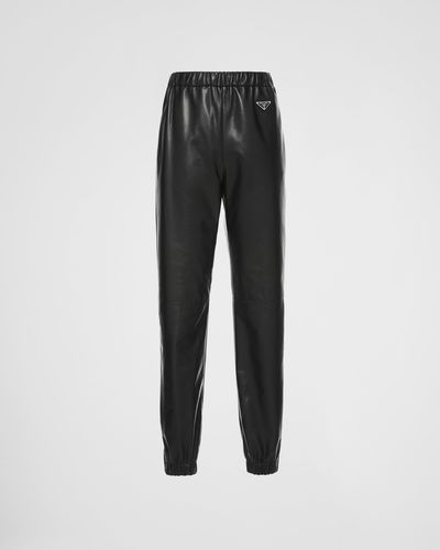 Prada Nappa Leather Sweatpants - Gray