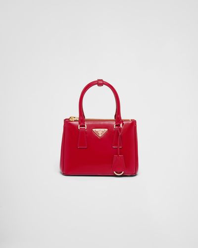Prada Galleria Mini Bag Aus Lackleder - Rot
