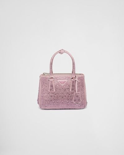 Prada Galleria Satin Mini-Bag With Crystals - Pink