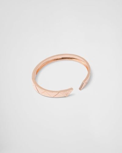 Prada Eternal Gold Bangle Bracelet In Pink Gold - White