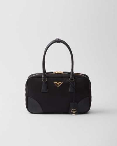 Prada Re-edition 1978 Medium Re-nylon And Saffiano Leather Two-handle Bag - Black