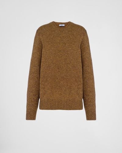 Prada Wool And Cashmere Crew-Neck Sweater - Natural