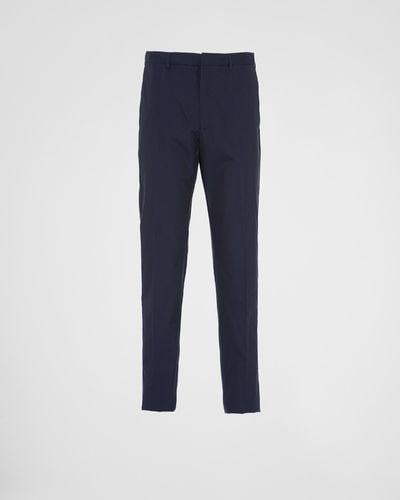 Prada Pantaloni In Cotone - Blu