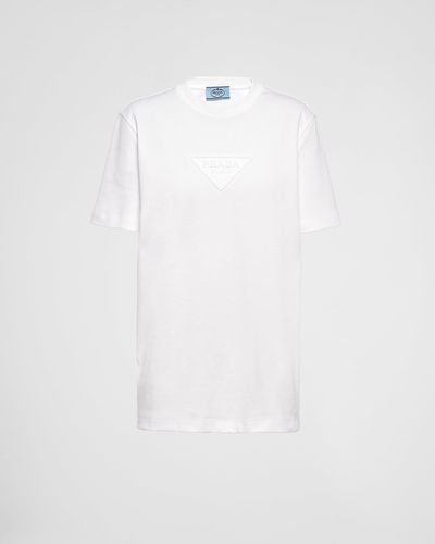 Prada T-shirt In Interlock - Bianco
