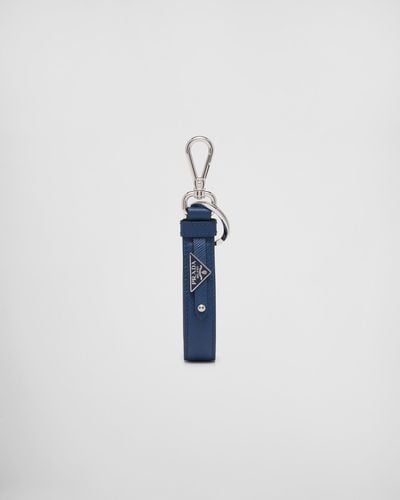 Prada Saffiano Leather Customized Keychain - Blue