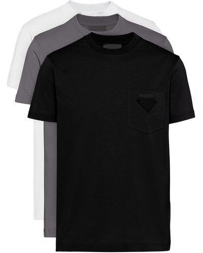Prada Jersey T-Shirt, Three-Pack - Black