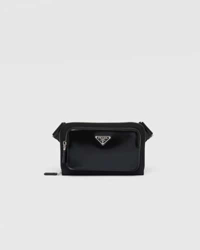 Prada Re-nylon And Brushed Leather Shoulder Bag - Black