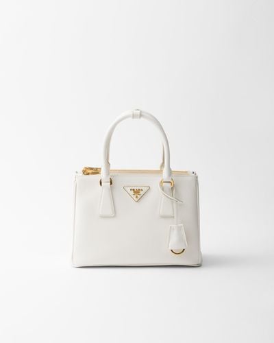 Prada Small Galleria Saffiano Leather Bag - White