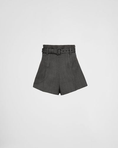 Prada Pinstripe Wool Shorts - Black
