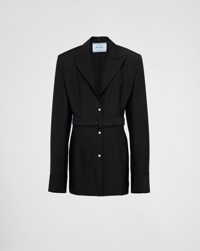 Prada Single-Breasted Light Mohair Jacket - Black