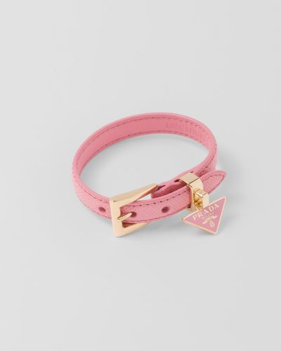 Prada Bracelet En Cuir Saffiano - Rose