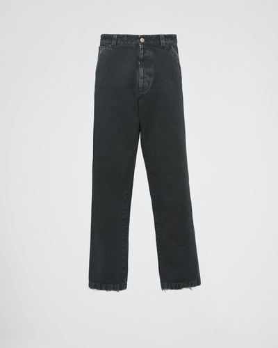 Prada Garment-Dyed Cotton Pants - Blue