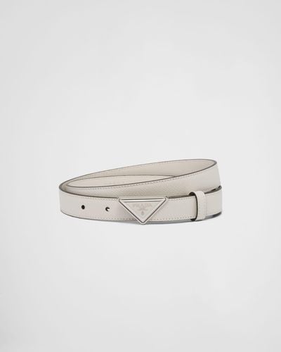 Prada Saffiano Leather Belt - White