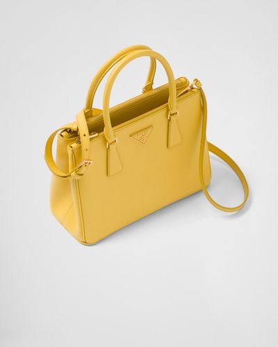 Prada Triangle Leather Shoulder Double Bag Black / Sunny Yellow