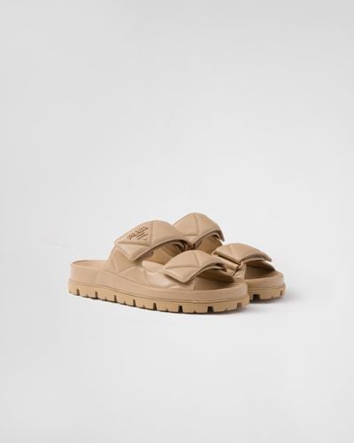 Prada Padded Nappa Leather Sandals - Natural