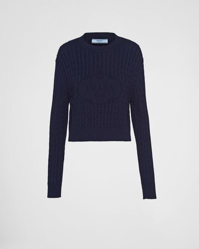 Prada Cotton Crew-neck Sweater - Blue
