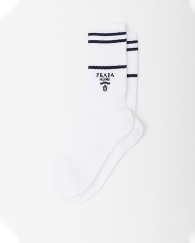 Prada Cotton Ankle Socks - White