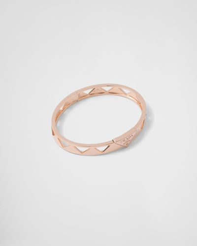 Prada Eternal Gold Cut-out Bangle Bracelet In Pink Gold - White