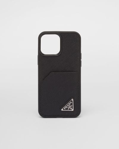 Prada Saffiano Leather Iphone 13 Pro Max Cover - Black