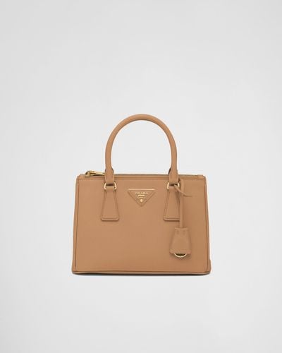 Prada Small Galleria Saffiano Leather Bag - Natural
