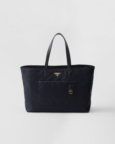 Prada Re-edition 1978 Large Re-nylon And Saffiano Leather Tote Bag - Blue