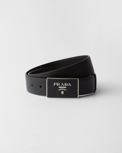 Prada Saffiano Leather Belt - Black