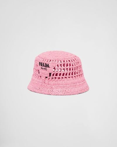 Prada Woven Fabric Bucket Hat - Pink