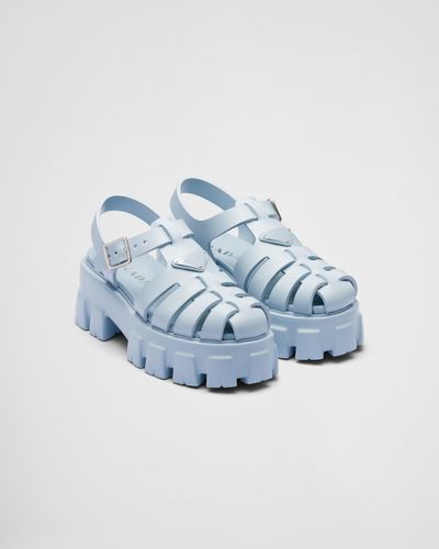 Prada Monolith Foam Rubber Sandals - Blue
