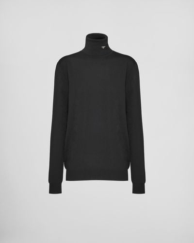 Prada Superfine Wool Turtleneck Sweater - Black