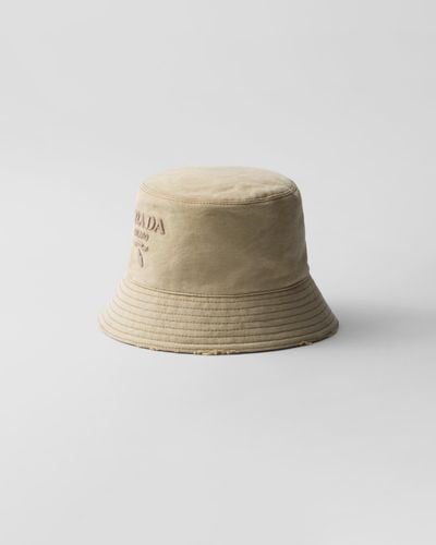 Prada Canvas Bucket Hat - Natural