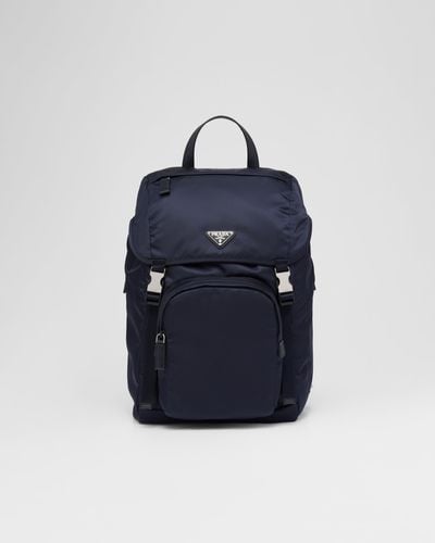 Prada Re-Nylon And Saffiano Leather Backpack - Blue