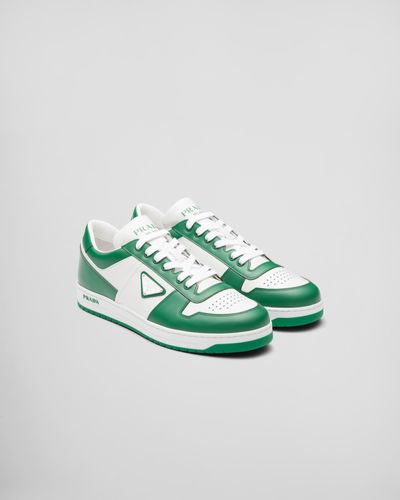 Prada Downtown Brand-plaque Leather Low-top Sneakers - Green